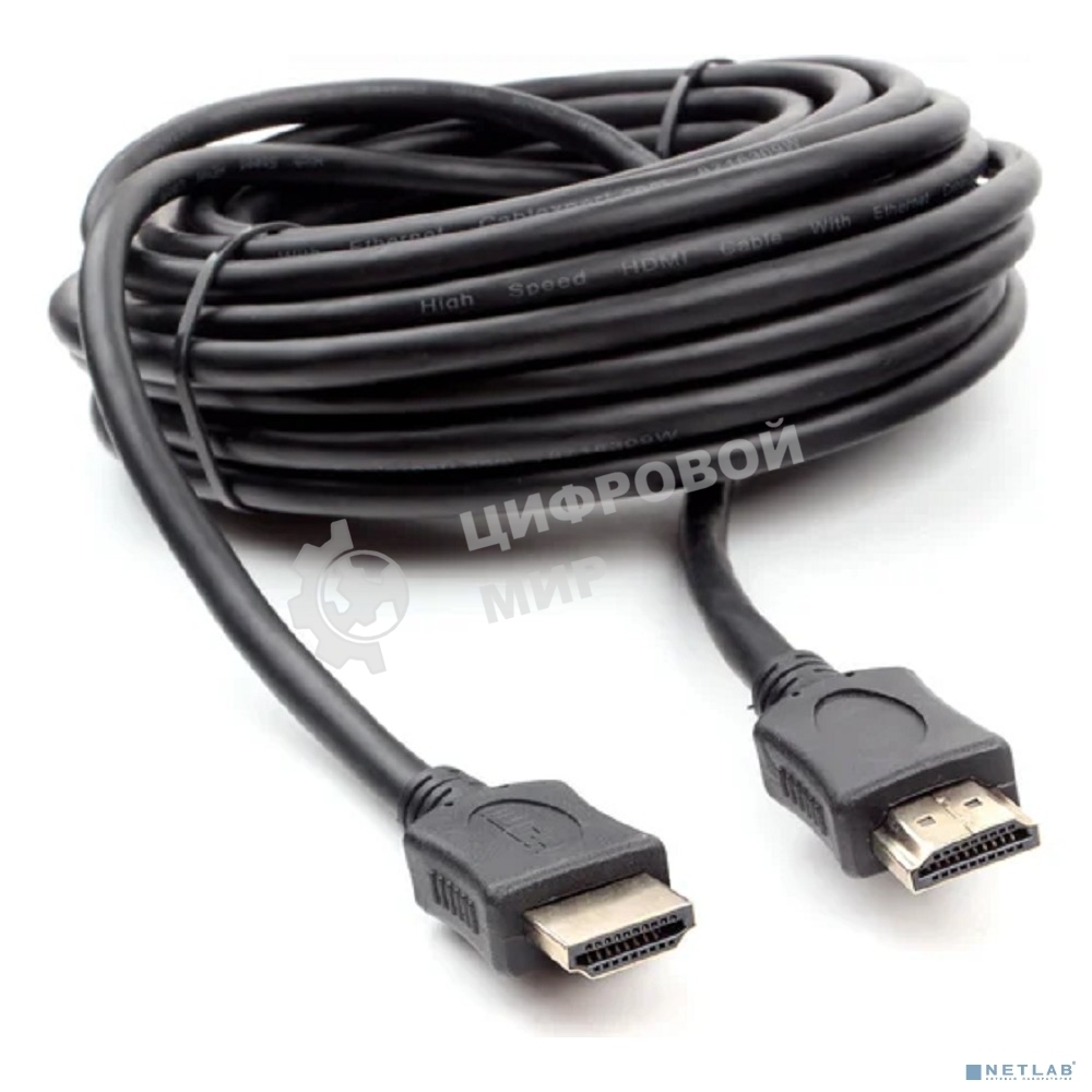 Кабель HDMI Cablexpert CC-HDMI4L-10M, 10м, v2.0, 19M/19M, серия Light, черный, позол.разъемы, экран, пакет