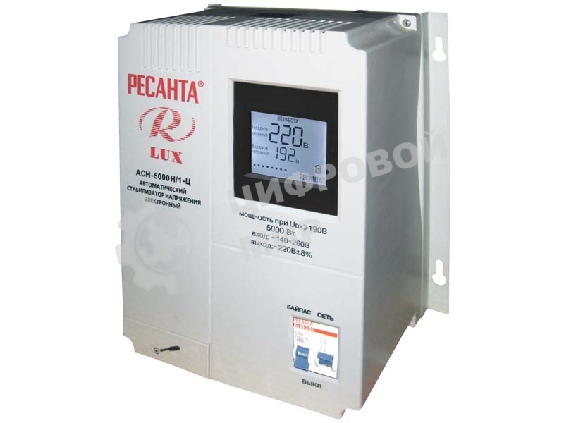 Стабилизаторы напряжения Ресанта АСН-5 000 Н/1-Ц 63/6/16 Стабилизатор Lux 220В±8%, Габариты 260х155х310, Вес 8кг