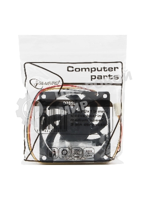 Вентилятор для корпуса Gembird черный, 70 мм, 4000 об/мин, 37.6 дБ, 3 pin