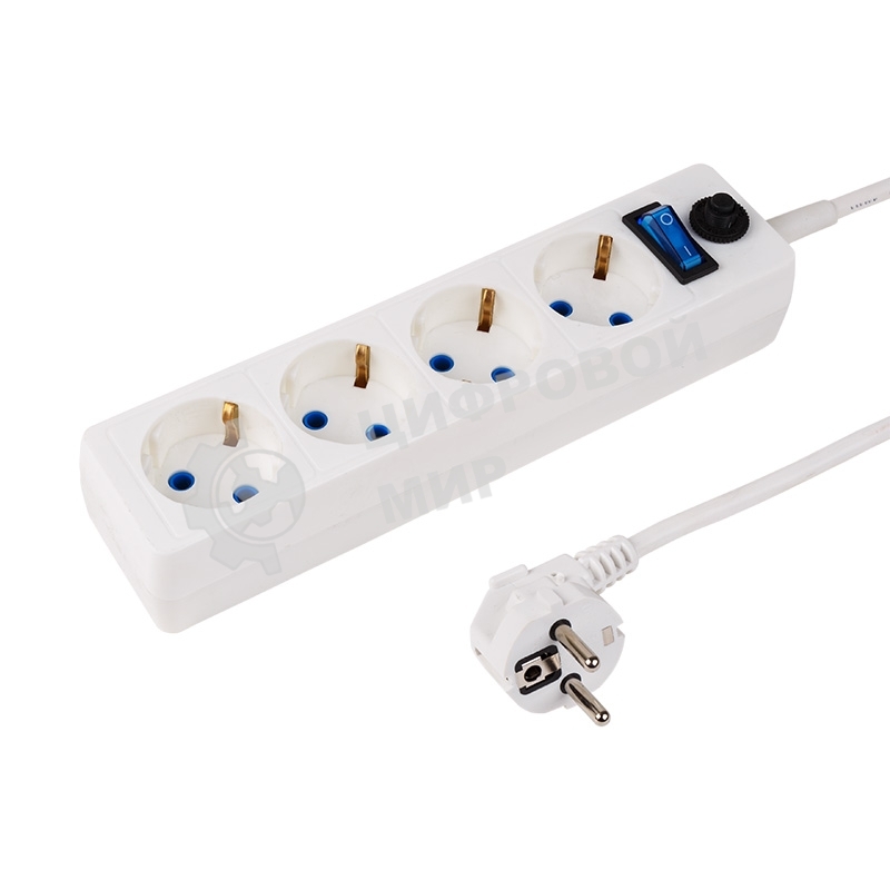 Сетевой фильтр PROconnect STANDARD 4 гнезда, 1.5 м, 3х0.75 мм², с/з + автовыкл., белый
