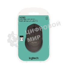Мышь беспроводная Logitech M280 черный, 1000 dpi, радиоканал, USB, кнопки - 3