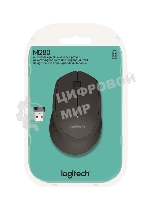 Мышь беспроводная Logitech M280 черный, 1000 dpi, радиоканал, USB, кнопки - 3