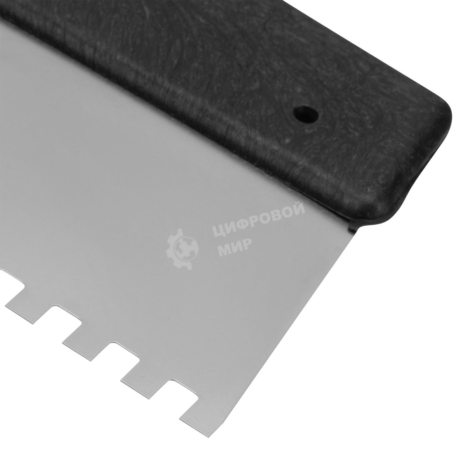 Шпатель из нержавеющей стали Сибртех 150 мм, зуб 8х8 мм, пластмассовая рукоятка