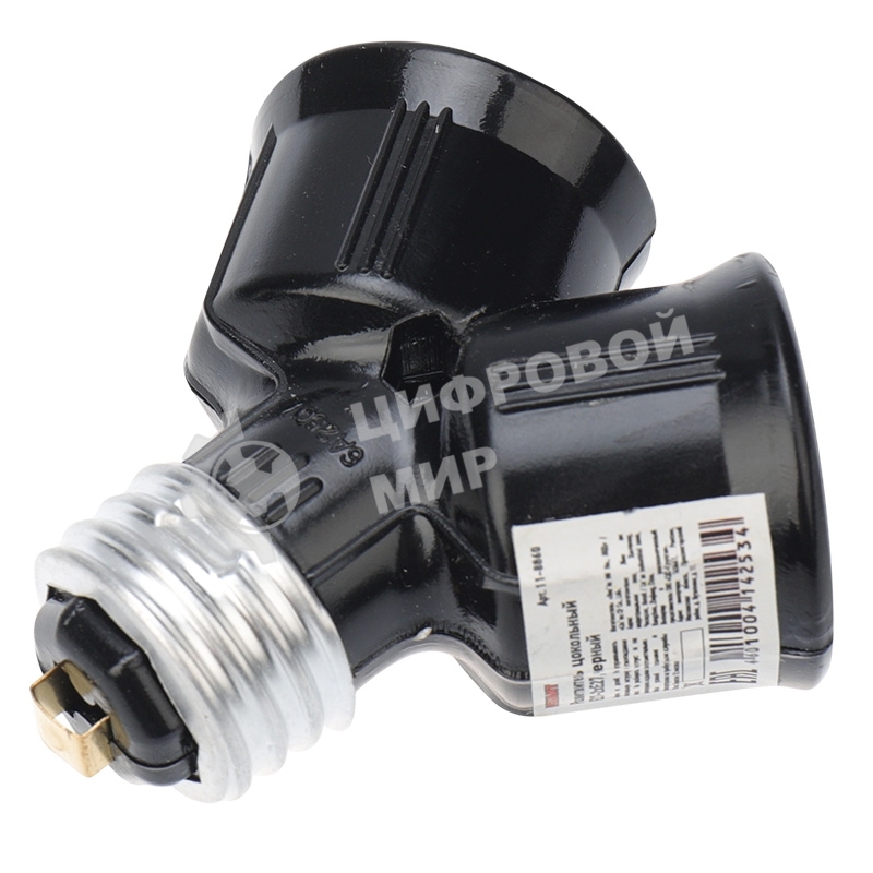 Разветвитель цокольный Rexant Е27-2хЕ27 черный