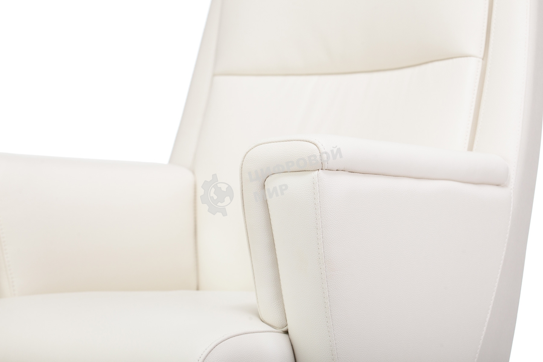 Кресло руководителя Бюрократ DUKE белый, кожа, крестовина металл/дерево