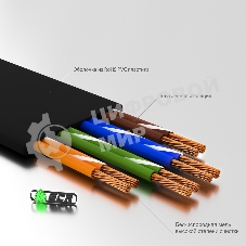 Патч-корд Greenconnect PROF плоский прямой 10.0m, UTP медь cat.6, черный, позолоченные контакты, 30 AWG, GCR-LNC616-10.0m, ethernet high speed 10 Гбит/с, RJ45, T568B
