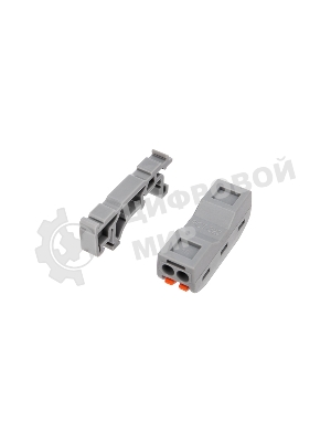 Клемма соединительная Rexant многоразовая проходная 2-полюсная, с креплением на DIN-рейку (0,08-4 мм²) серая (50 шт./уп.)