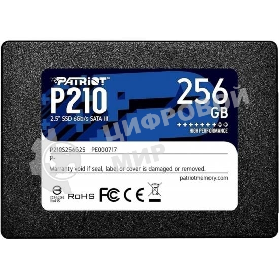 Накопитель SSD Patriot P210, 256Gb, SATA III, 2.5