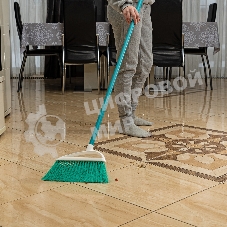 Щетка Home Palisad пластмасс. для подмет. пола, премиум, 23 см, c черенком, 120 см, бирюз. щетина