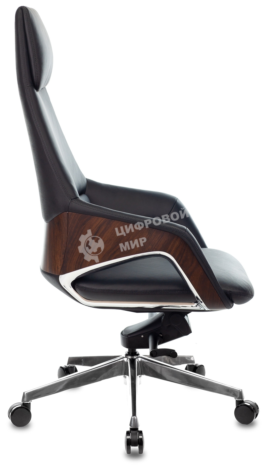 Кресло руководителя Бюрократ DAO-2 черный кожа с подголов. крестовина алюминий