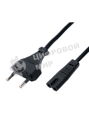 Кабель питания Cablexpert PC-184/2-1.5М CEE 7/16-C7, 2х0.5мм2, 2.5А, 1.5м, черный, пакет