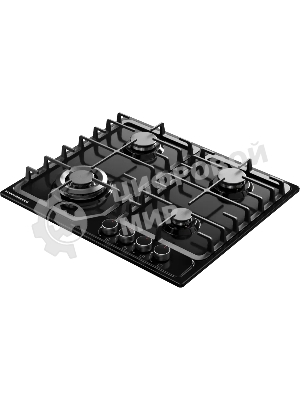 Варочная панель Kuppersberg FS 66 B, газ, High-Tech, 58 см, автоматический электроподжиг, газ-контроль, форсунки под сжиженый газ, SABAF конфорки, чугунные решетки, цвет черный, цвет фурнитуры черный