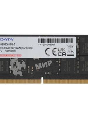 Оперативная память ADATA Premier, DDR5, 16GB (1x16GB), 5600 MHz, CL46, без радиатора, черный, SO-DIMM