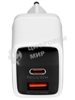 Сетевое зарядное устройство с дисплеем Cablexpert MP3A-PC-52, 35Вт GaN, QC3.0/PD3.0, 1хUSB, 1хType-C, белый, коробка