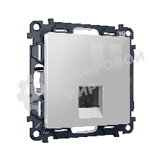 Комплект механизма компьютерной розетки ALFA Серебро глянец RJ-45(8P8C) CAT6 с шторкой QUANT (AP4120, VM188) MA412010
