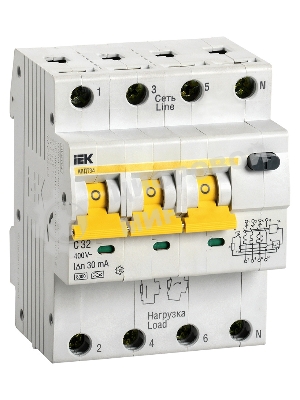 Выключатель автоматический дифференциального тока IEK MAD22-6-032-C-30 АВДТ 34 C32 30мА