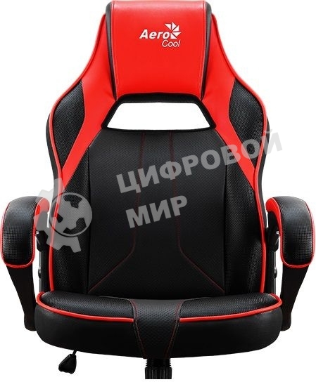 Кресло игровое AEROCOOL AС40C AIR, на колесиках, полиуретан, черный/красный aс40c black red