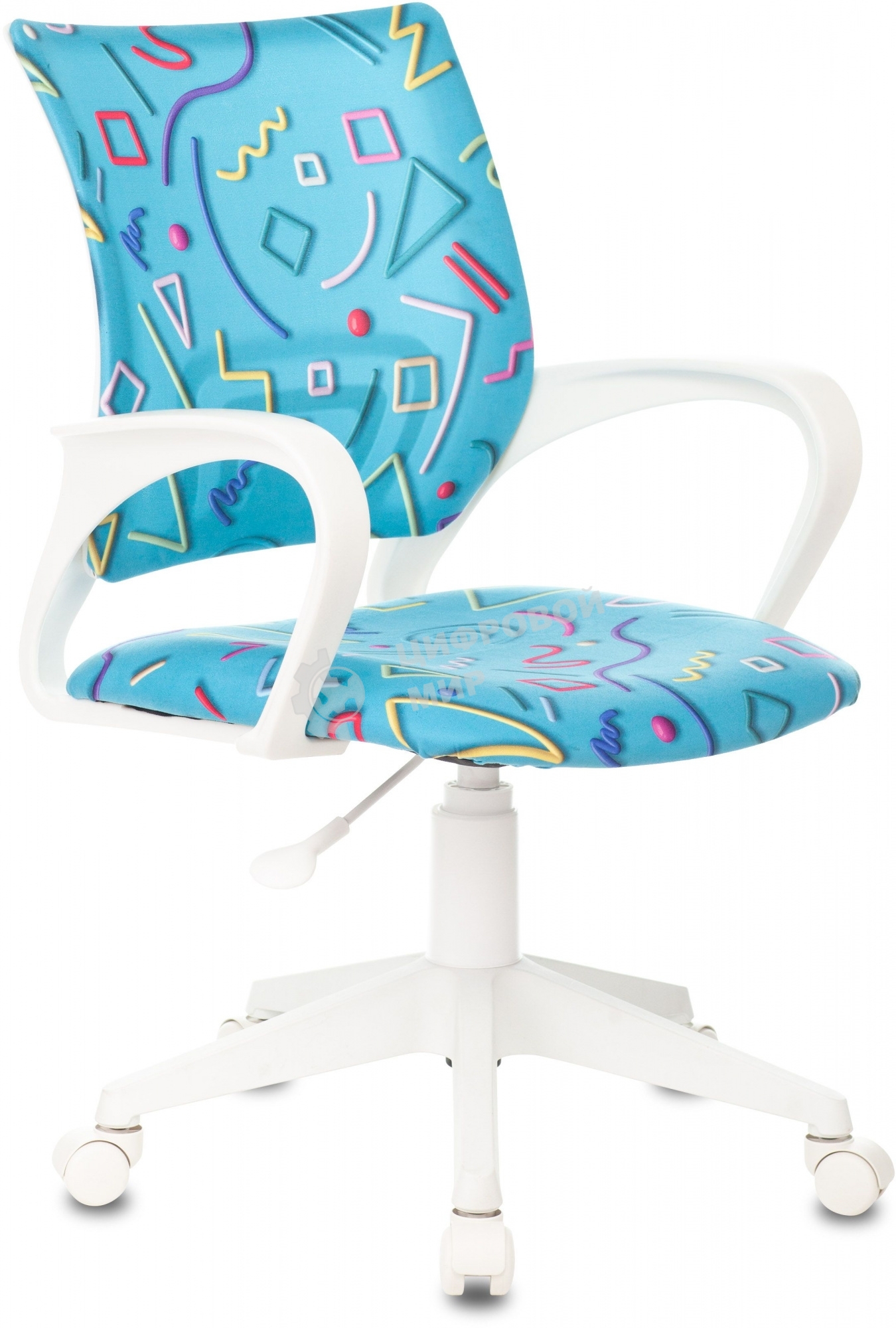 Кресло детское Бюрократ BuroKIDS 1 W Sticks 06 голубой, крестов. пластик, пластик белый