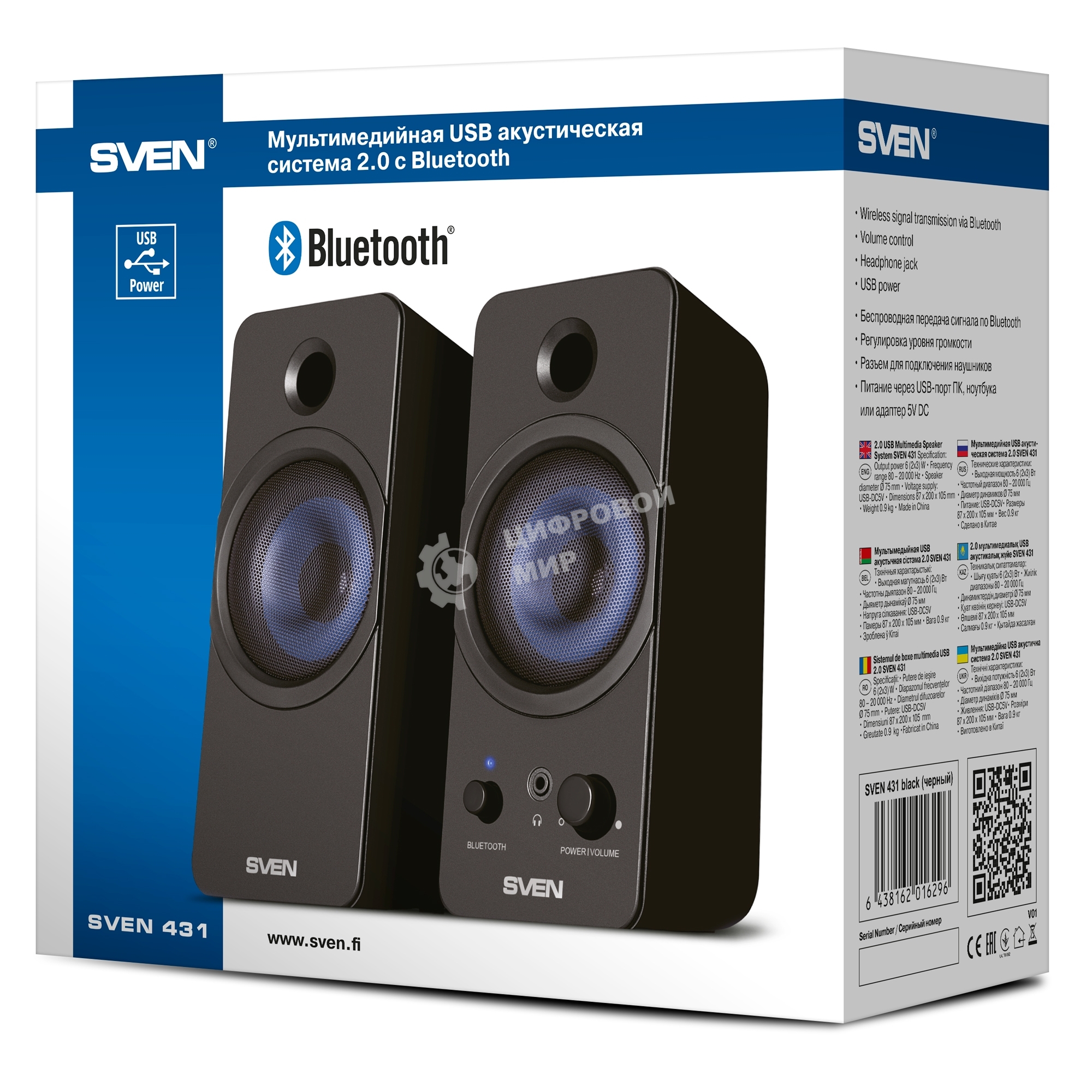 Акустическая система SVEN АС 431, черный (6 Вт, питание USB, Bluetooth)