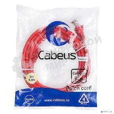 Шнур коммутационный Cabeus, Cat.5e, неэкр., U/UTP, RJ45/RJ45, PVC, AWG24, 3м, красный