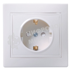 Розетка 1-м СП Кварта 16А РСш10-3-КБ защ. шторки с заземл. IP20 белый IEK ERK11-K01-16-DM