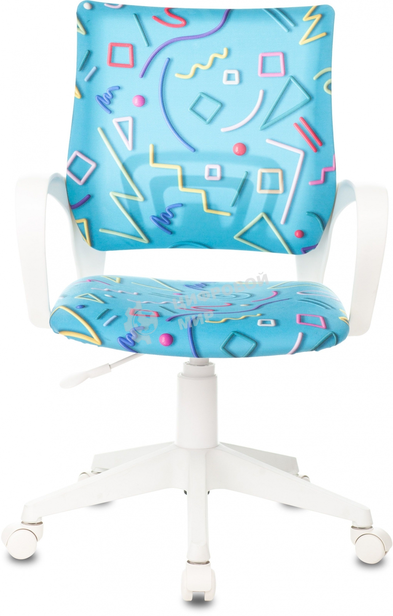 Кресло детское Бюрократ BuroKIDS 1 W Sticks 06 голубой, крестов. пластик, пластик белый