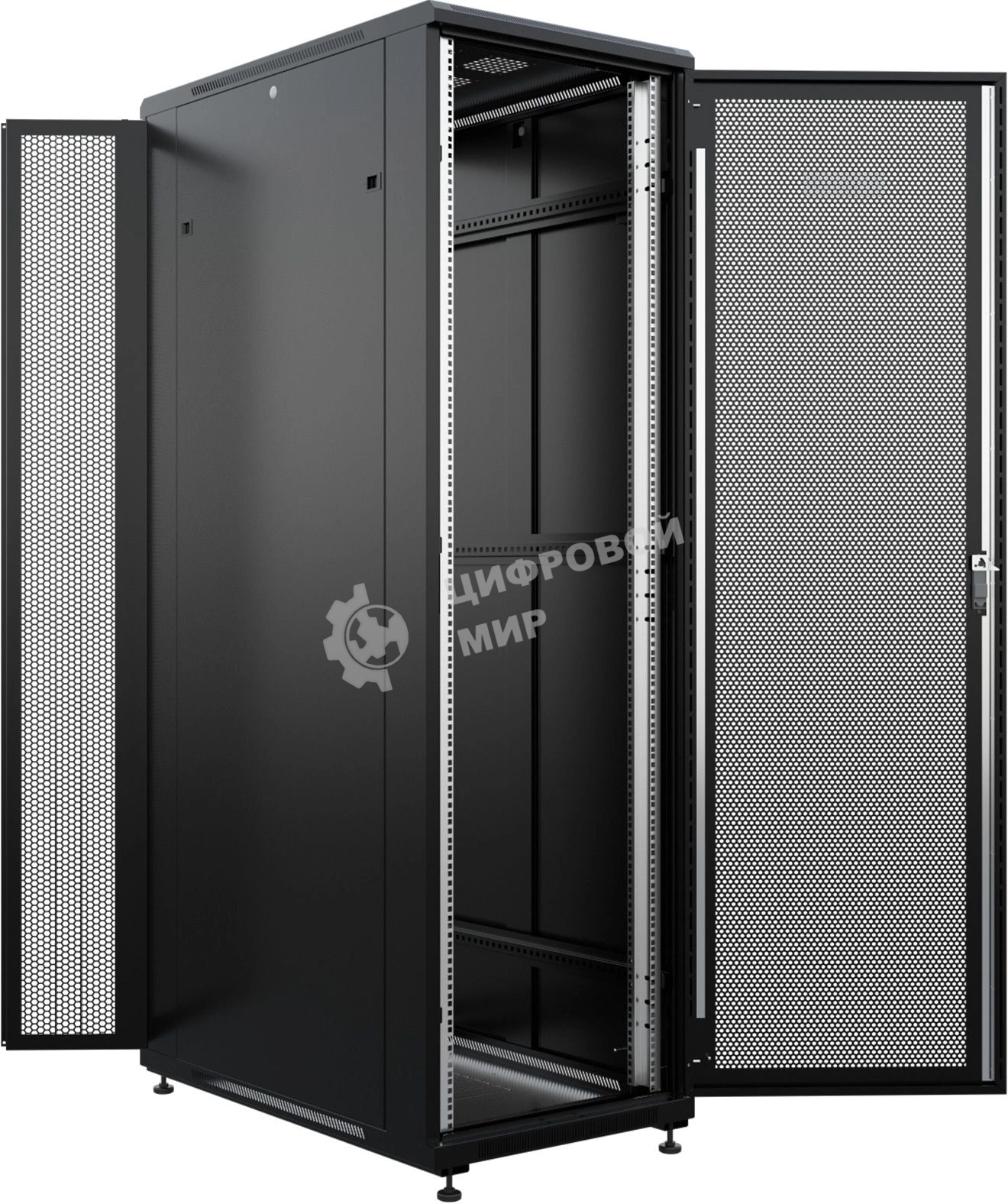 Шкаф серверный NTSS Премиум (NTSS-R42U80100PD/PDD-BL) напольный 42U 800x1000 мм пер. дв. перфор. металл 900 кг серый 910 мм 160 кг 1987 мм IP20 сталь