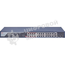 Коммутатор Hikvision DS-3E0326P-E(C) (L2) 24x1 Гбит/с 2xКомбо(1000BASE-T/SFP) 2SFP 24PoE 370W неуправляемый