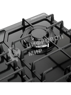 Варочная панель Kuppersberg FS 66 B, газ, High-Tech, 58 см, автоматический электроподжиг, газ-контроль, форсунки под сжиженый газ, SABAF конфорки, чугунные решетки, цвет черный, цвет фурнитуры черный