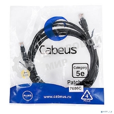 Шнур коммутационный Cabeus, Cat.5e, неэкр., U/UTP, RJ45/RJ45, PVC, AWG24, 3м, черный
