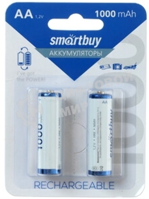 Аккумулятор Smartbuy AA/2BL 1000 mAh (24/240) (SBBR-2A02BL1000) (2шт. в уп-ке)