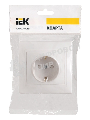 Розетка 1-м СП Кварта 16А РСш10-3-КБ защ. шторки с заземл. IP20 белый IEK ERK11-K01-16-DM