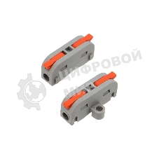 Клемма соединительная Rexant многоразовая проходная 1 полюс, с монтажной площадкой (0,08-4 мм²), серая (50 шт./уп.)