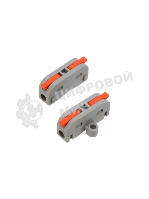 Клемма соединительная Rexant многоразовая проходная 1 полюс, с монтажной площадкой (0,08-4 мм²), серая (50 шт./уп.)