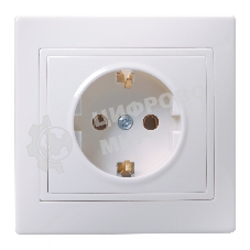 Розетка IEK ERK14-K01-16-DM РС10-3-КБ 1местн. c з/к без защ.штор. 16А КВАРТА (белый)