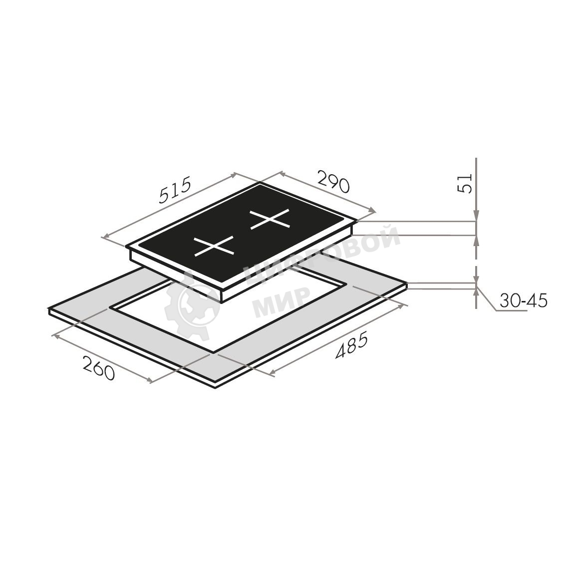 Газовая варочная панель Maunfeld EGHE.32.3EB/G, 2 конфорки, эмалированная сталь, черный