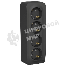 Розетка 4-ая с/з со шторками 16А, 250В, изолир. пластина SE Blanca наруж Антрацит