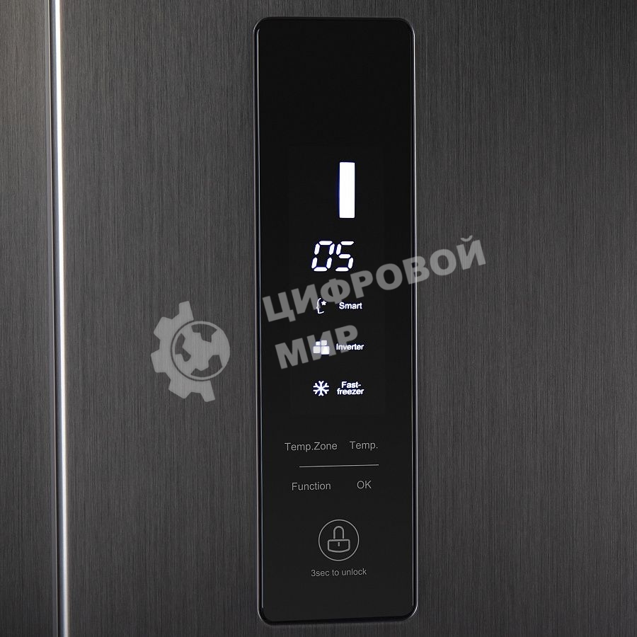 Холодильник Maunfeld MFF177NFSB черный глянц. двухкамерный 263/170л морозилка сбоку, No Frost, Side by Side