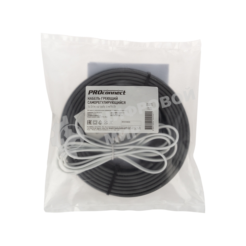 Кабель греющий саморегулирующийся PROconnect 16 Вт/м, на трубу, 6 м/96 Вт