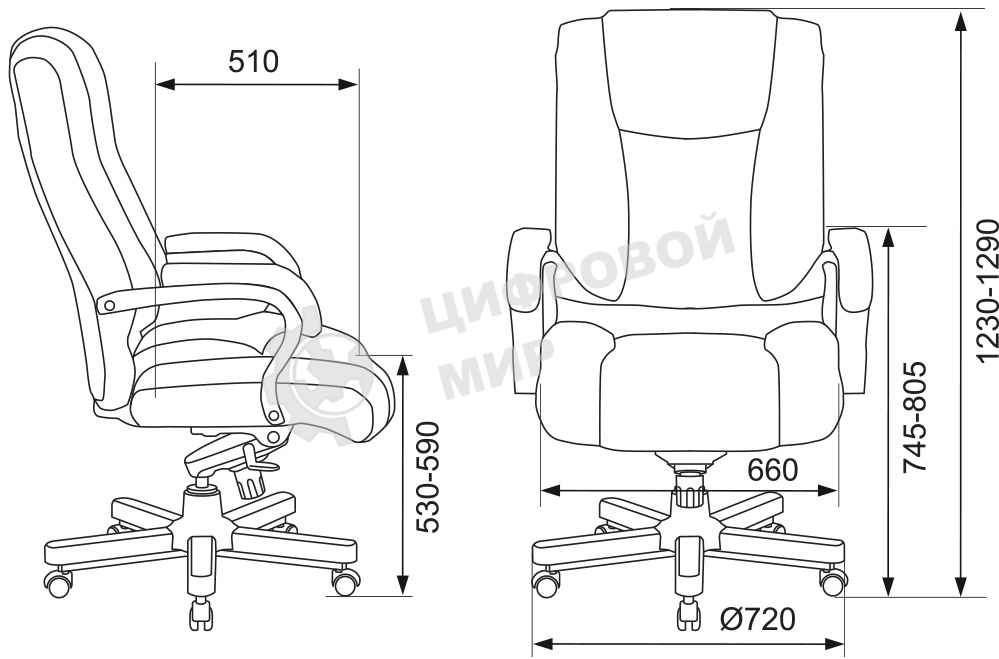 Кресло руководителя Бюрократ T-9925WALNUT/BLACK черный, кожа, крестовина дерево