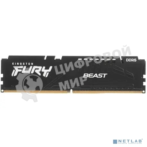 Оперативная память Kingston Fury Beast, DDR5, 16GB (1x16GB), 5600MHz, CL40, DIMM, с радиаторами, черный