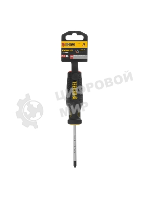 Отвертка Denzel PH1х75 мм, S2, 3к рукоятка
