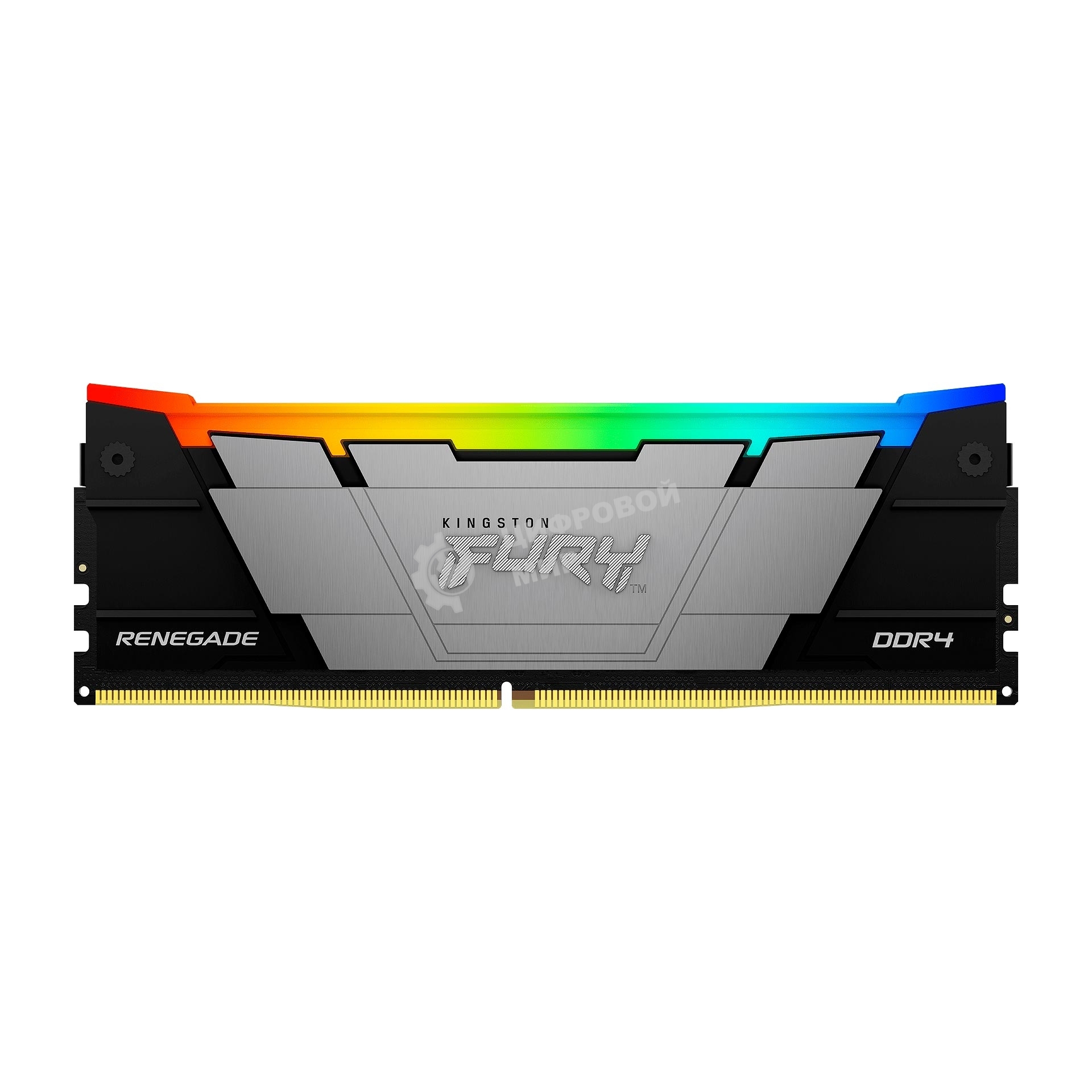 Оперативная память Kingston Fury Renegade RGB, DDR4, 64Gb (4x16Gb), 3200MHz, CL16, DIMM, с радиаторами, RGB, серый/черный