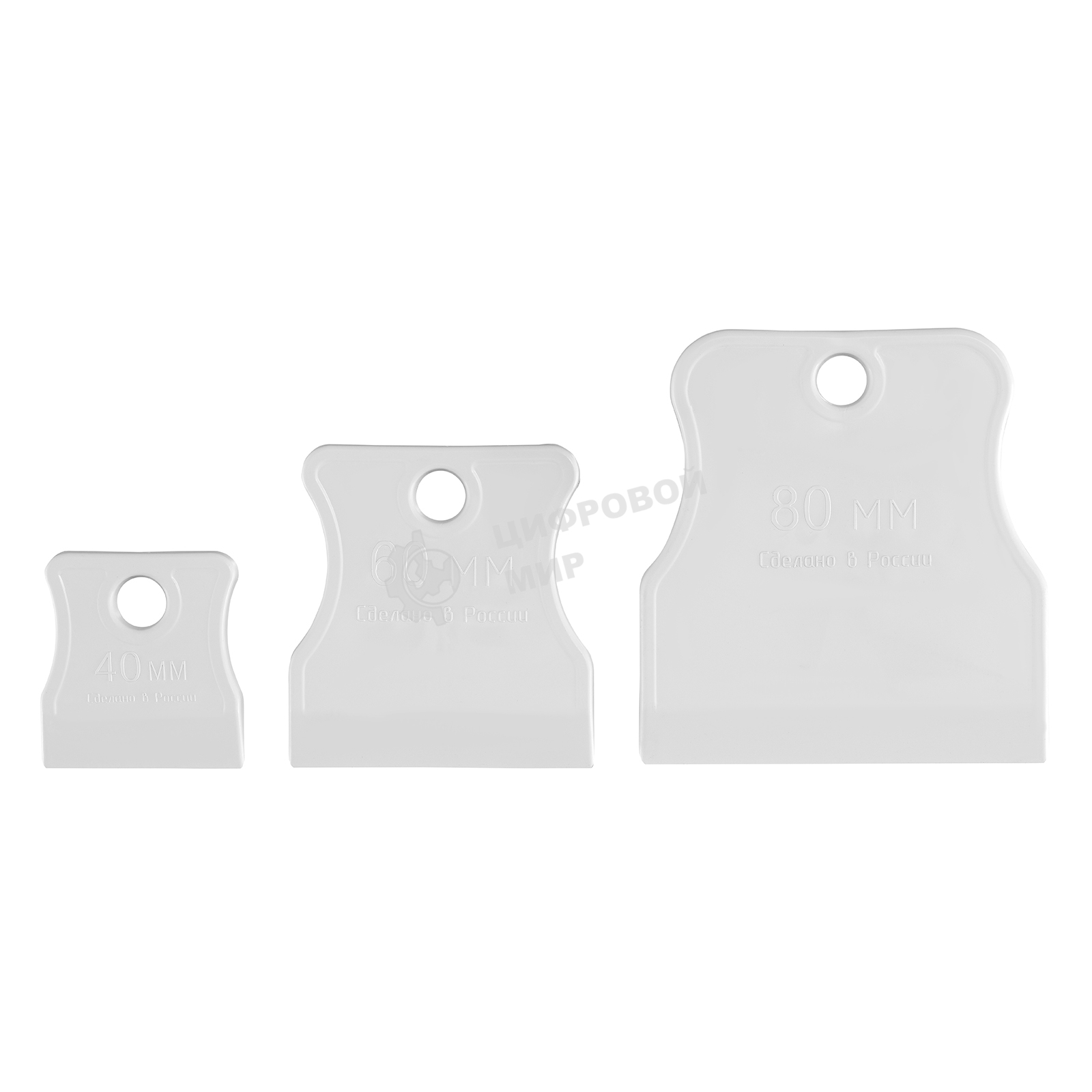 Набор шпателей Sparta 40-60-80 мм, белая резина, 3 шт.