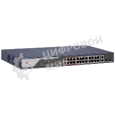 Коммутатор Hikvision DS-3E0326P-E(C) (L2) 24x1 Гбит/с 2xКомбо(1000BASE-T/SFP) 2SFP 24PoE 370W неуправляемый