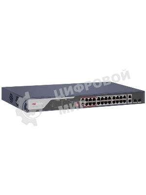 Коммутатор Hikvision DS-3E0326P-E(C), 24×1 Гбит/с PoE + 2×1 Гбит/с Combo (RJ45/SFP) + 2×1 Гбит/с SFP, неуправляемый