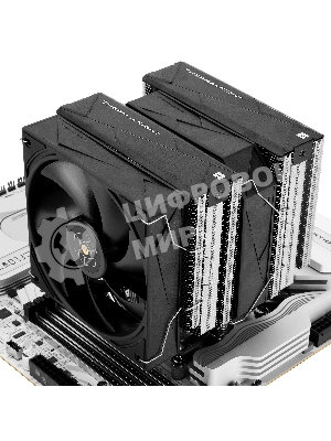 Кулер для процессора Thermalright Royal Pretor 130 (4-pin PWM, 158мм, Ni/Cu, 6x6мм, 1x120+1x130мм, 80.45CFM/81.88CFM, 29.4dBA/28.3dBA, 2150PM/1750RPM, S: 1200, 1700, 1851, 2011, 2066, 115X, AM4, AM5, silver, black)