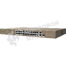 Коммутатор IP-COM F1126P-24-250W PoE неуправляемый 26-Ports 10/100 Mbps Base-TX + 1-Port 1000 Base-X SFP/24-Ports PoE (PoE бюджет 230W)