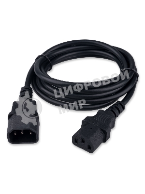 Кабель питания Гарнизон GPC-189-0.75-1.8M, C13-C14, 3x0.75мм2, 10А, CCA, с заземлением, 1.8м, черный, пакет