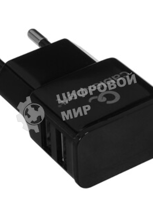 Сетевое зарядное устройство Cablexpert MP3A-PC-12 100/220V - 5V USB 2 порта, 2.1A, черный
